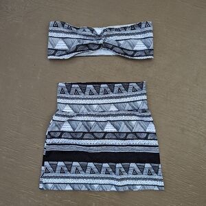 Matching bandeau top and skirt set
